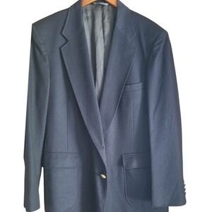 Bristol House Men's Navy Wool Blend Blazer Jacket Classic Fit Two Button